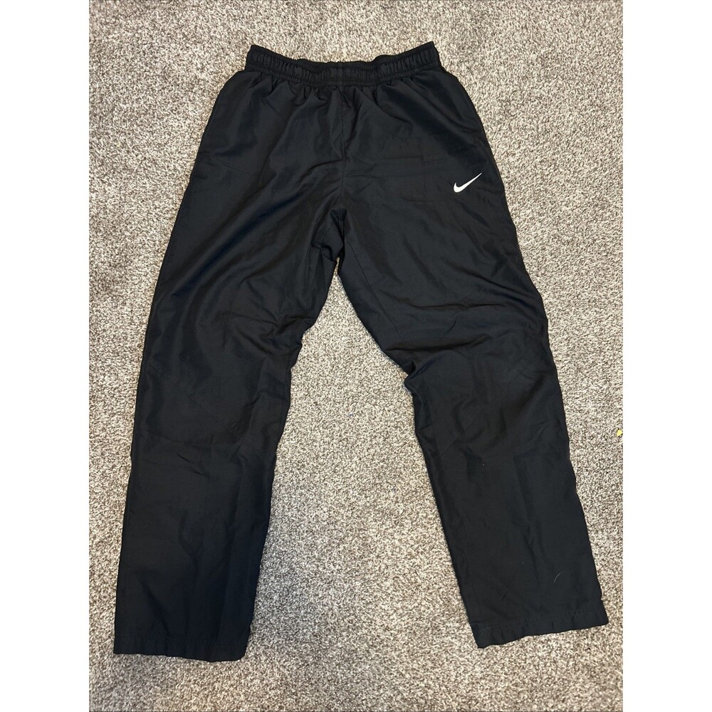 Vintage Nike Embroidered Track Sweat Pants Black White Baggy Y2K Size M 28x31